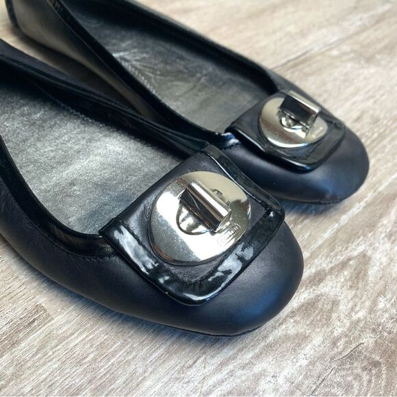 Coach Vinette Black Leather Ballet Flats - Picture 2 of 8